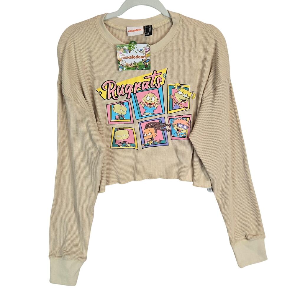 Nickelodeon Rugrats Cartoon Graphic M/L Long Sleeve Crop Top Animated 90's NWT